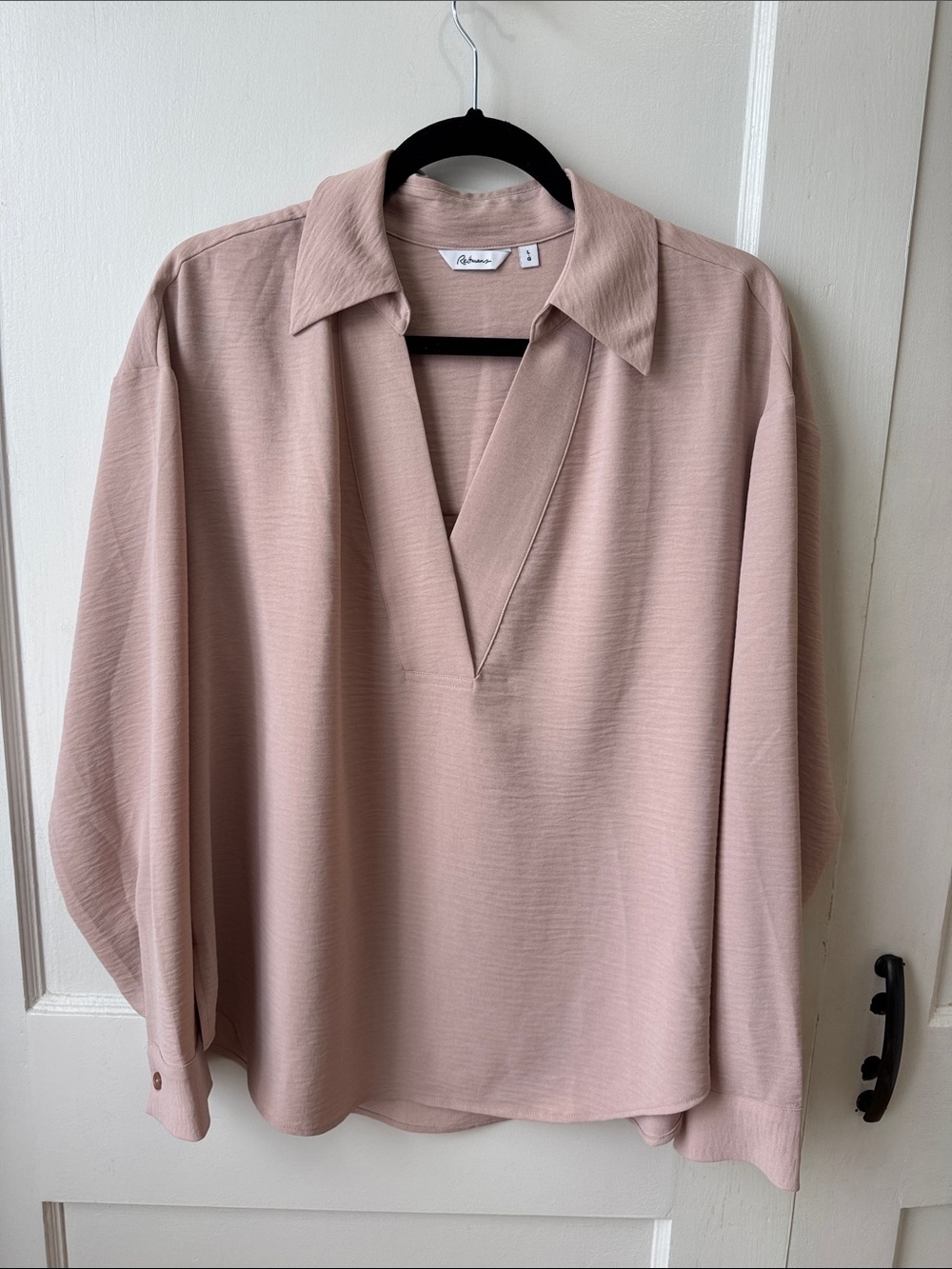 Reitmans Long-Sleeve Pink Popover Blouse